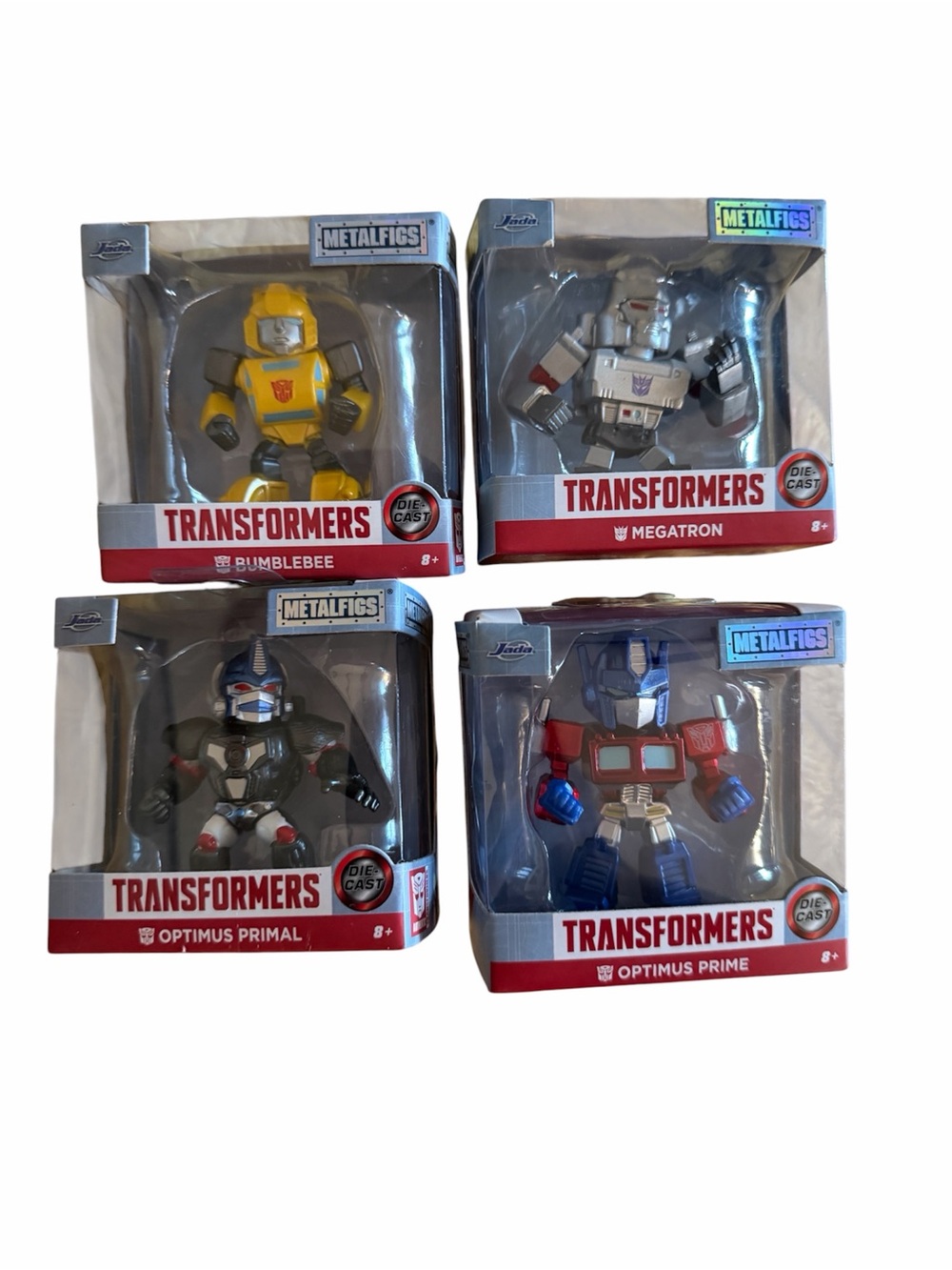 Jada Transformers Metalfigs 2.5” Complete Set of 4 Optimus Bumblebee Megatron